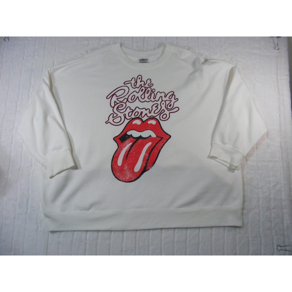 The Rolling Stones Sweatshirt Women 4X White Excellent Graphic Tongue Logo 2024